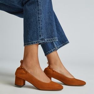 Everlane Day Heel in Almond Suede